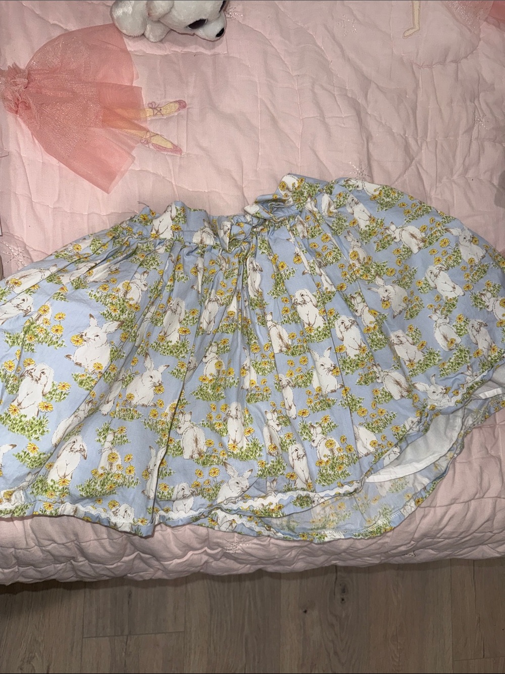 Light Blue Floral Bunny Print Skirt